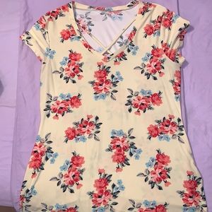 Cute Yellow, Floral Shirt, Not Sure on Brand